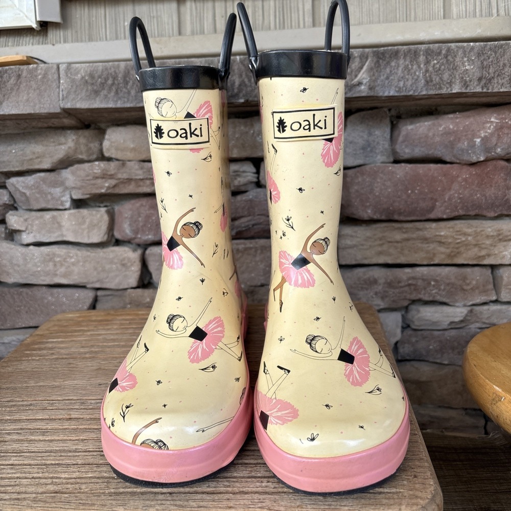 OAKI 3T Rain Boots Girls Ballerina   Waterproof With Pull On Loops * Read